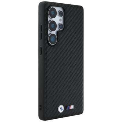 4. BMW Leder Carbon MagSafe Case für Samsung Galaxy S25 Ultra - Schwarz