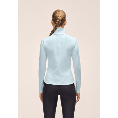 3. CASALL Damen Serene Langarmshirt mit halbem Reißverschluss, Blau