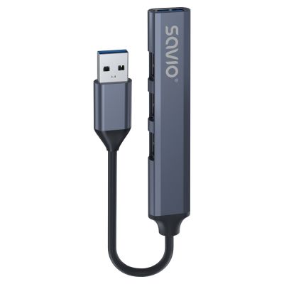 9. SAVIO USB-A Hub – 3 x USB-A 2.0, 1 x USB-A 3.0, Grau AK-70