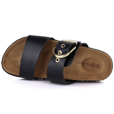 2. Schwarze Damen-Flip-Flops mit Schnalle, Modell Potocki 54325