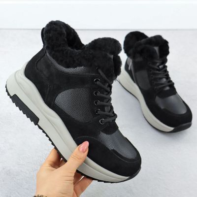 10. Schwarze Damen-Ankle-Boots aus Leder mit Plateausohle, Filippo DBT7240