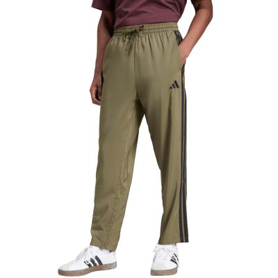 adidas Essentials 3-Streifen Stanford Herrenhose mit offenem Saum, Olivgrün, JE6401