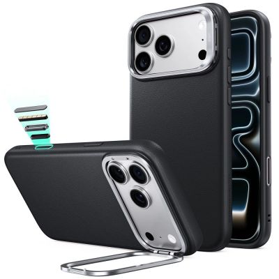 ESR Leder-Schutzhülle mit Ständer und MagSafe-Funktion für iPhone 18 Pro Max / 17 Pro Max – Schwarz