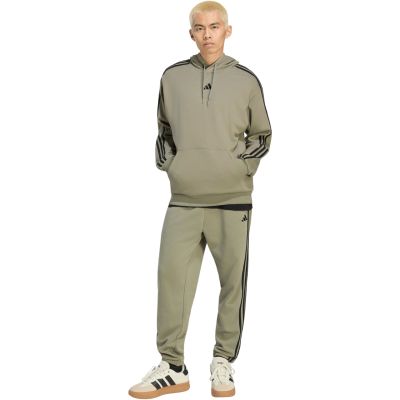 6. adidas Essentials Herren-Hoodie mit 3 Streifen aus French Terry, Olivgrün, KY4204