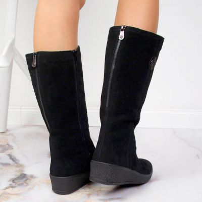 8. Rieker W R237 wasserdichte Nubukstiefel mit Schaffellfutter