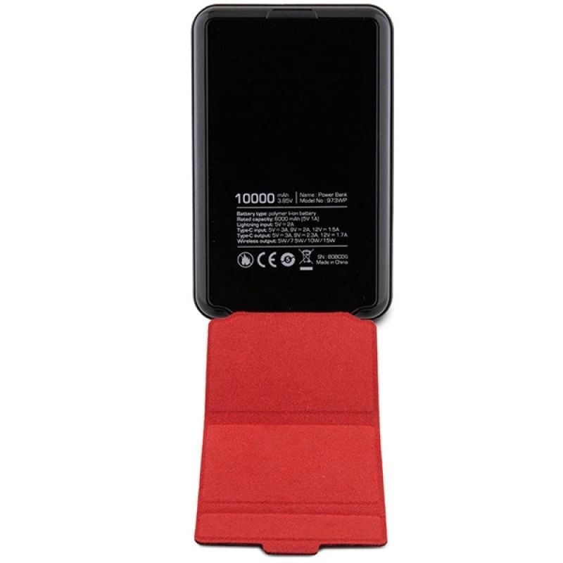 4. Powerbank Ferrari Metal Logo MagSafe Induktion 15W 10000 mAh mit Standfunktion - Schwarz