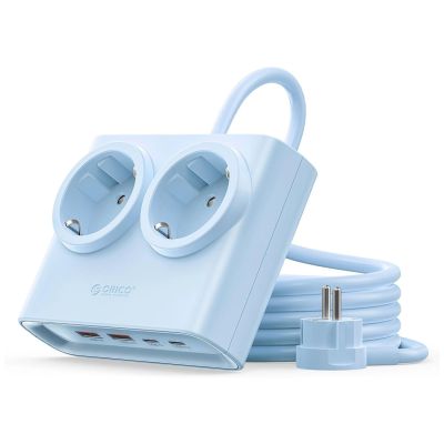 Orico PDC25 25W 6-in-1 Steckdosenleiste (2x Netzanschluss + 2x USB-A + 2x USB-C) – Blau