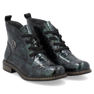 39. Damen-Lackstiefeletten in grüner Kroko-Optik Rieker 71205-90