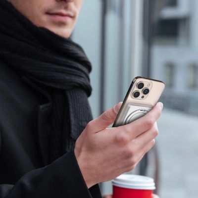 3. Dudao K28 10000 mAh PD 22,5 W MagSafe Powerbank mit Metallgehäuse und Ringständer - Silber