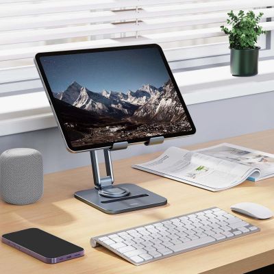 8. Baseus BS-HP006A Drehbarer, faltbarer Tablet-Ständer aus Aluminium – Grau