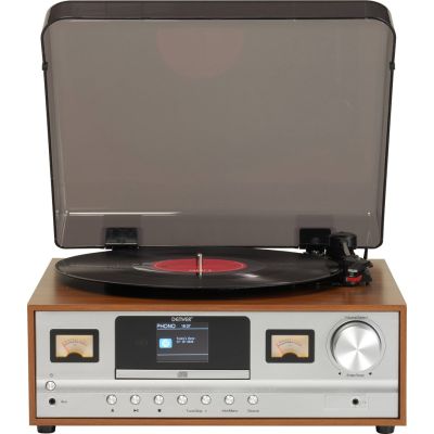 Denver MRD-52 Retro-Stereoanlage mit Plattenspieler aus hellem Holz