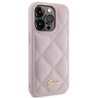 4. Guess Quilted Metal Logo Hülle für iPhone 15 Pro – Rosa