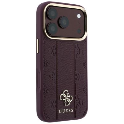 4. Guess Stripe Peony 4G Logo MagSafe Hülle für iPhone 18 Pro Max / 17 Pro Max - Burgunderrot