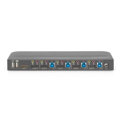14. Digitus KVM-Switch, 4-Port, 4K 60 Hz, 4 x DP-Eingang, 1 x DP/HDMI-Ausgang