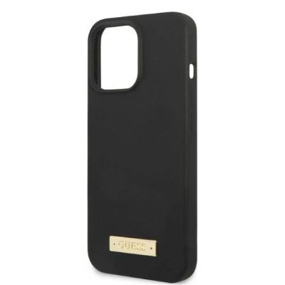 6. Guess GUHMP13LSPLK iPhone 13 Pro / 13 6.1" schwarz/schwarz Hartschale Silikon Logo Plate MagSafe