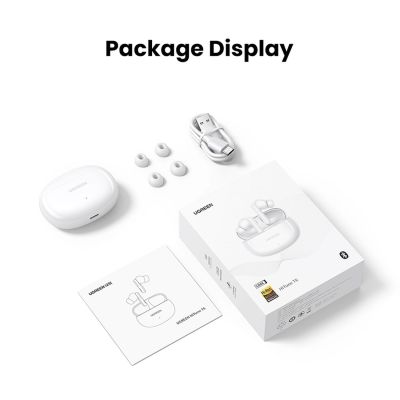 3. Ugreen HiTune T6 kabellose Kopfhörer mit ANC-Funktion + USB-A – USB-C-Kabel – Weiß