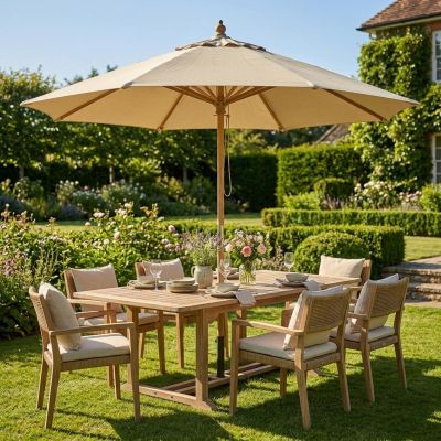 7. HOLZGARTENSCHIRM 250 CM FALTBAR SAND