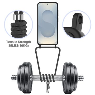 6. Samsung Galaxy S26 TPU-Hülle mit Kartenhalter und Umhängeband – Schwarz