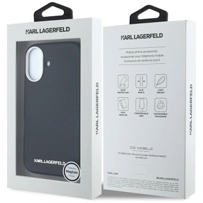 8. Karl Lagerfeld Saffiano Vollständig umwickelte längliche Metalllogo-MagSafe-iPhone 16-Hülle - Schwarz