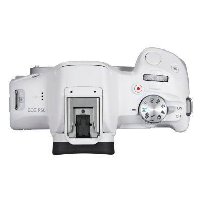 13. Canon EOS R50, Weiß + RF-S 18-45mm F4.5-6.3 IS STM Kit, spiegellose Kamera, 24,2 MP CMOS, 6000 x 4000 Pixel, Weiß