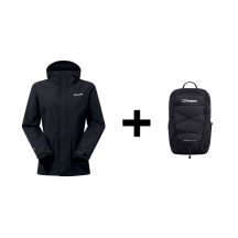 Berghaus Hillwalker IA Shell Jacke Größe M Schwarz + Berghaus 24/7 365 U18 Schwarzer Rucksack