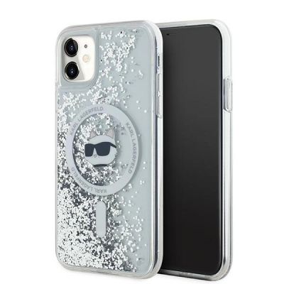 Karl Lagerfeld Liquid Glitter Choupette Head MagSafe Hülle für iPhone 11 / Xr – Transparent