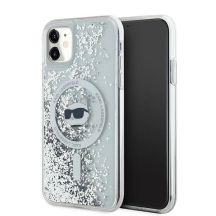 Karl Lagerfeld Liquid Glitter Choupette Head MagSafe Hülle für iPhone 11 / Xr – Transparent