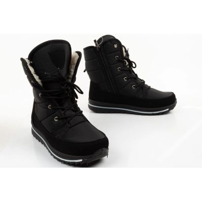 6. Progress Damen-Winterstiefel, schwarze gefütterte Schneestiefel mit Schaffellfutter
