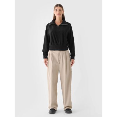 4. Damen-Sweatshirt aus Velours ohne Kapuze, 4F 4FRAW24TSWSF2054-20S