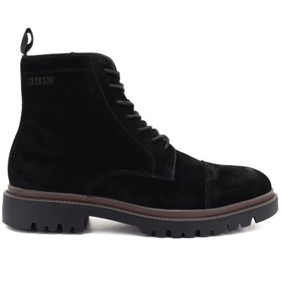 6. Herren-Ankle-Boots aus Leder, ungefüttert, Wildleder, schwarz, Big Star UU174221