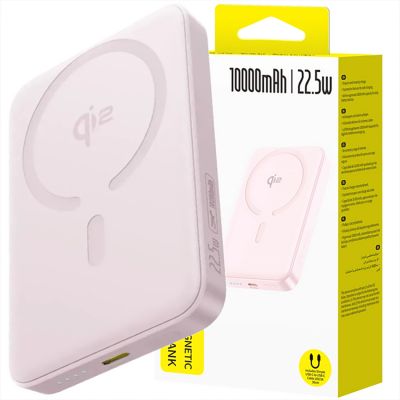 2. Baseus EnerFill FM12 Qi2 Powerbank 10000mAh 22,5W MagSafe-kompatibel mit weißem Baseus Simple USB-C-Kabel 20V/3A 0,30m - Pink
