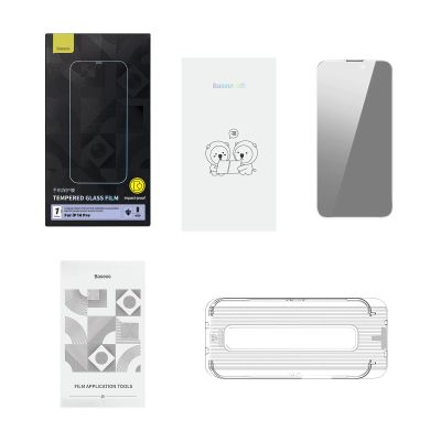 8. Baseus Privacy Tempered Glass für iPhone 14 Pro Vollbild 0,4 mm Blickschutzfilter Anti Spy + Montageset
