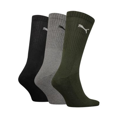 2. Puma Crew Socken, 3 Paar, Schwarz, Grau, Grün, 880355 28