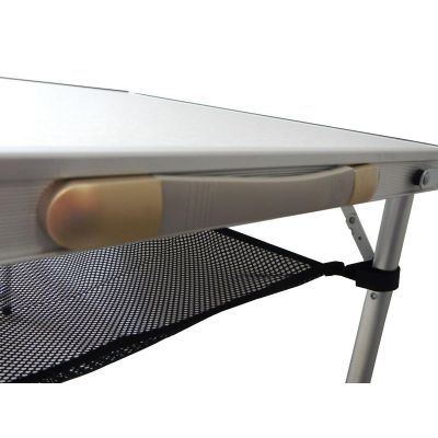 23. Klappbarer Campingtisch 120x60x70/62/55cm, 4 Stühle und Ablage