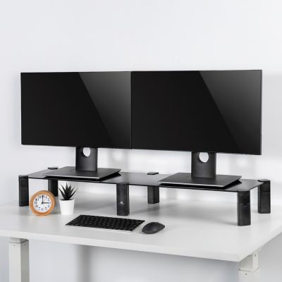 6. Maclean Doppelmonitorständer, max. 20 kg, gehärtetes Glas, (1029 x 285 x 127 mm), MC-936