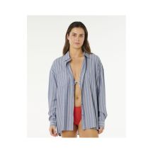 RIP CURL Damen-Strandhemd mit Nadelstreifen, blau