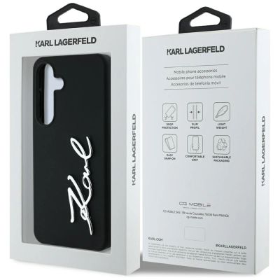 8. Karl Lagerfeld Silikon Metall Signature Logo Samsung Galaxy S25 Hülle schwarz