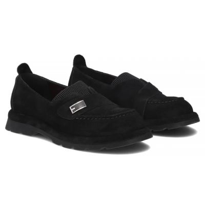 4. Damen-Ledermokassins mit Gummiband, schwarz, Filippo DP7947
