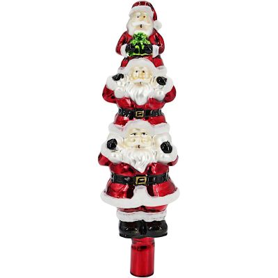 2. Glas-Christbaumspitze „Weihnachtsmänner“ 28,5 cm