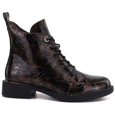 2. Braune Lackleder-Ankle-Boots für Damen, S.Barski HY62-8140