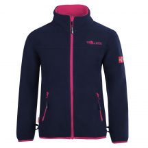 Trollkids Girls Oppdal Jacket XT Fleecejacke mit Reißverschluss für Mädchen, Marineblau/Pink (415-114)