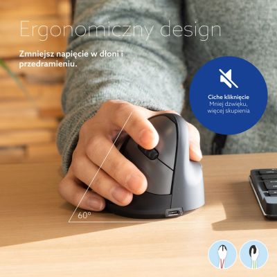 10. Ergonomische Maus R-Go Maus HE ergonomisch rechts Bluetooth mittel schwarz/sil Retail