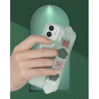 8. Kingxbar Sweet Series Gel-Hülle, verziert mit originalen Swarovski-Kristallen mit grünem iPhone 12 Mini-Ständer