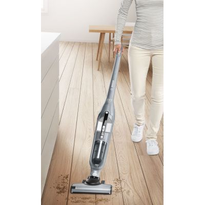 8. Bosch BCH3P210 Akku-/Stielstaubsauger mit integrierter Bürste, beutellos, 0,4 l, netz-/akkubetrieben, schwarz/grau