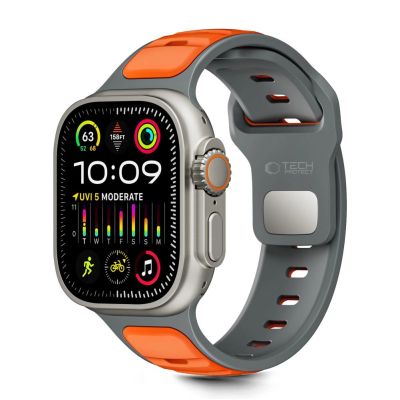 Tech-Protect IconBand Line Armband für Apple Watch 44 / 45 / 46 / 49 mm - Grau-Orange