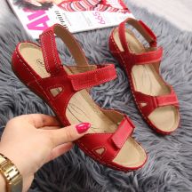 Rote Ledersandalen mit Klettverschluss W Helios 205
