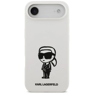 3. Karl Lagerfeld Silikonhülle mit Karl-Skizze und Logo (MagSafe) für iPhone 17 Air – Weiß