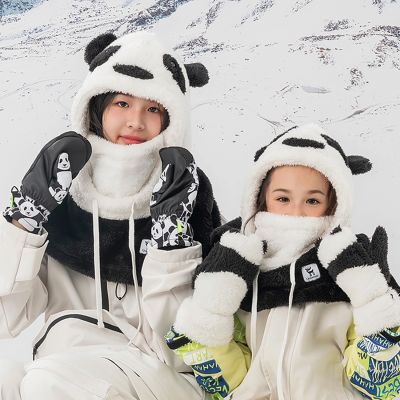 6. Qunature Panda Skihandschuhe für Kinder und Erwachsene, Größe S – Schwarz/Weiß