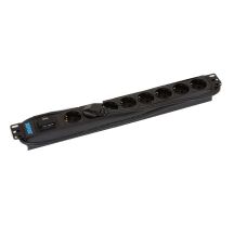 Bachmann 19" ALU 1U SS Steckdosenleiste, 8-fach 35, grau, 2,0 m, ohne Schalter