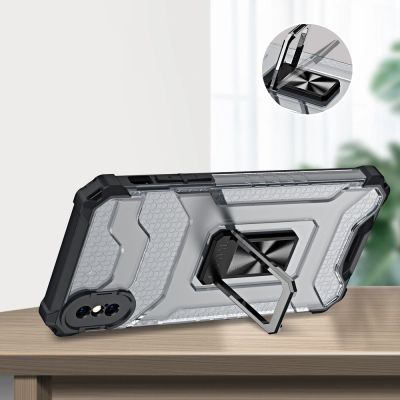 5. Crystal Ring Case robuste Kickstand TPU/PC Panzer Handyhülle Hard Case für iPhone XS Max rot